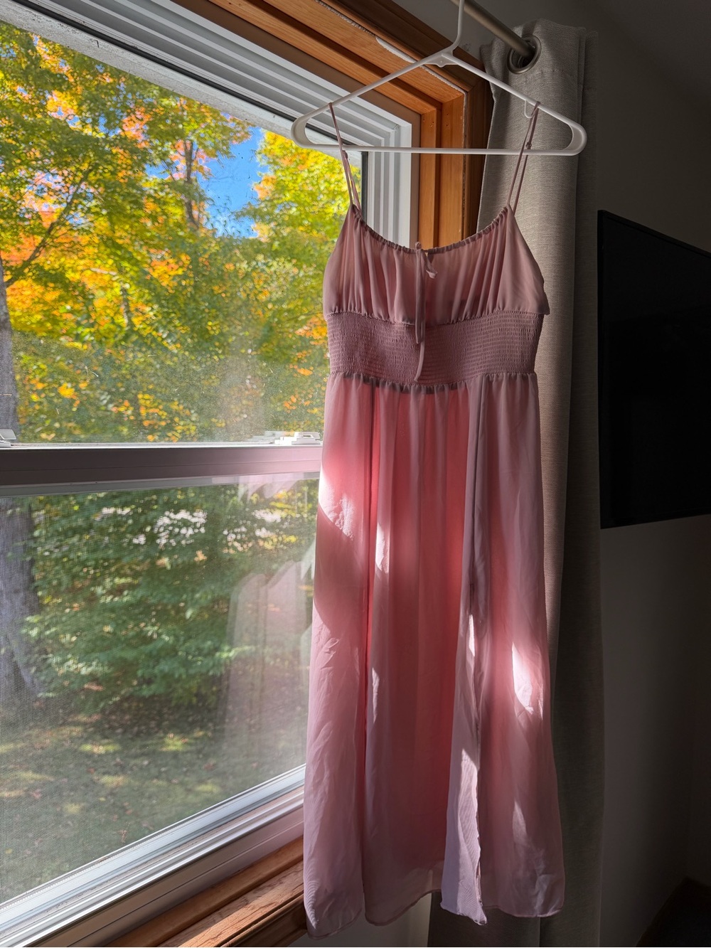 Aritzia Dusty Pink Spaghetti-Strap Midi Dress